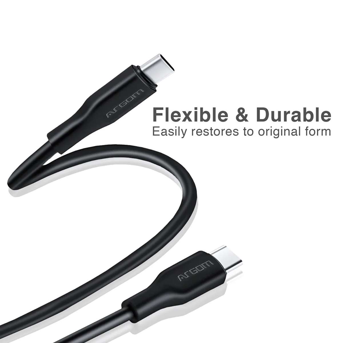 Cable De Carga Rápida Type-C Argomtech ARG-CB-0070BK 65W 3.3A 1.8 Metros Negro